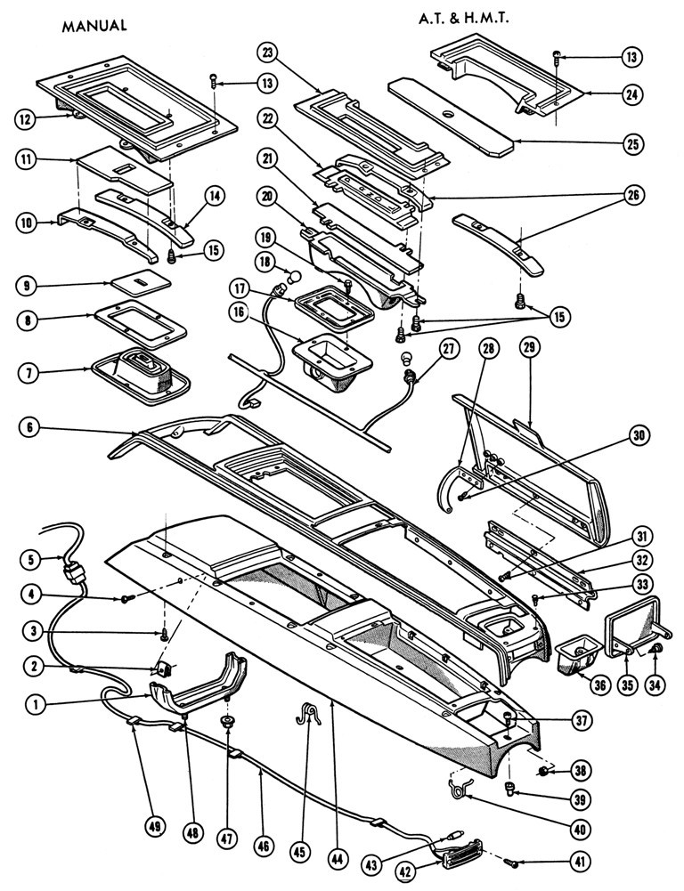 1967 Firebird Console Exploded View