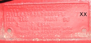 1963 Cadilliac body plate