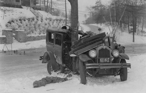 1934 maple tree and car