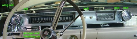 62 Cadillac  Dash  Mounting Screw Location