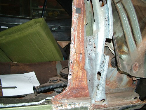 68 Firebird quarter panel removed door jam structure