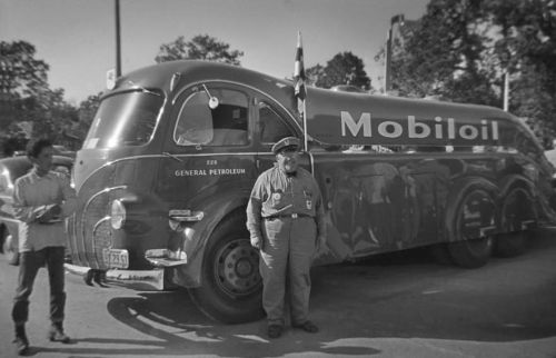 Mobil oil delivery truck